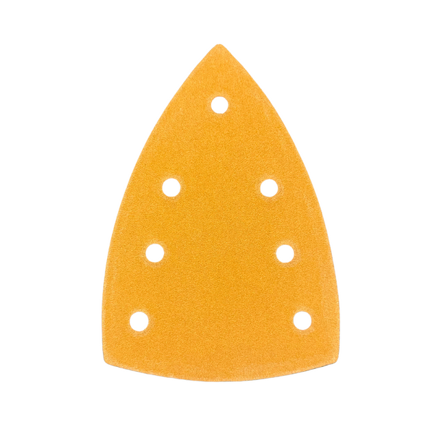 Driehoekig MOOZERS Apex Abrasives schuurvel van 100 x 150 mm met 7 stofgaten voor een deltaschuurmachine